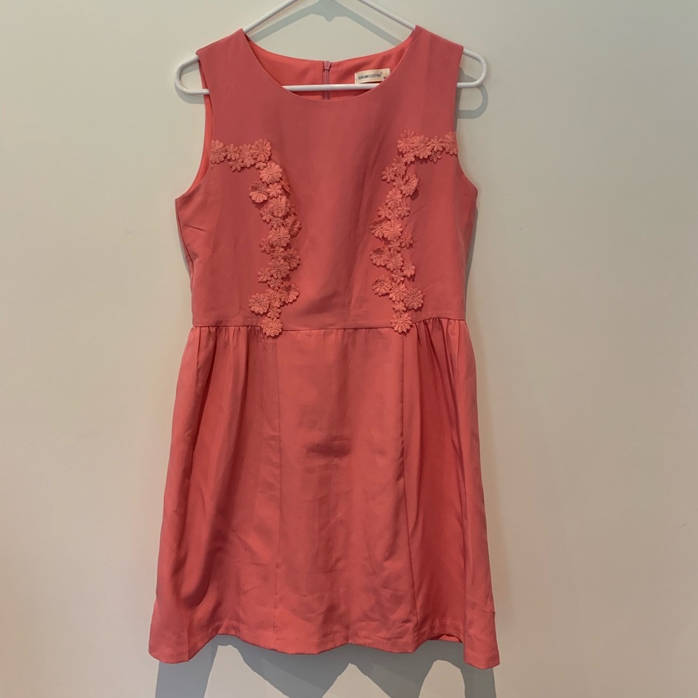 Blue Corner Salmon Pink Floral Summer Dress